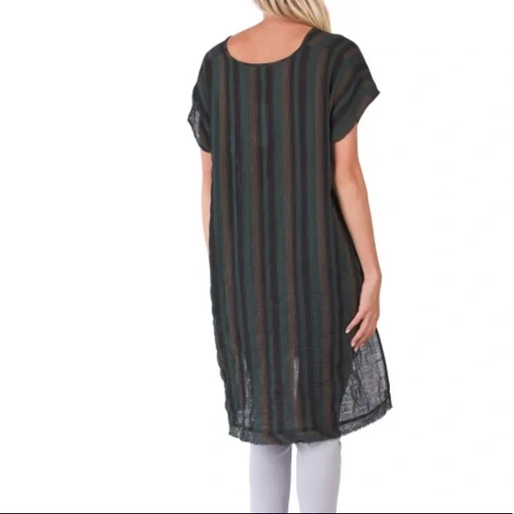 EILEEN FISHER V-neck Striped Tunic - Picture 2 of 5